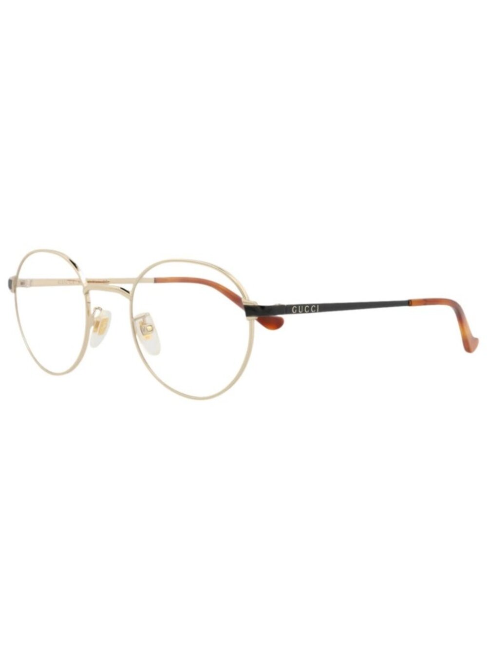 New Gucci Women's Eyeglasses Round Oval Metal Frame Unisex Gold Black